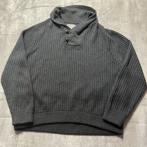 Duluth Trading Co. Shawl Collar Sweater Adult 2XL Gray Cotton Wool Chunky Knit